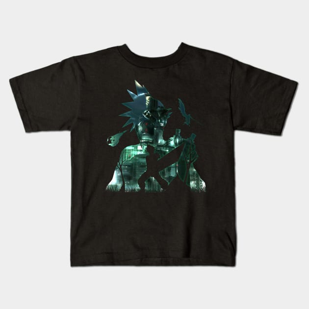 Cloud midgar Set silhouette Kids T-Shirt by Meca-artwork